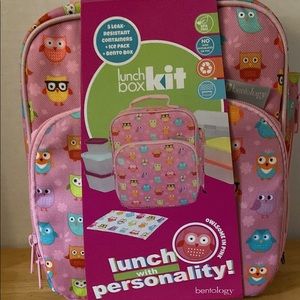 Bentology Lunch box kit OWLSOME IN PINK graphic